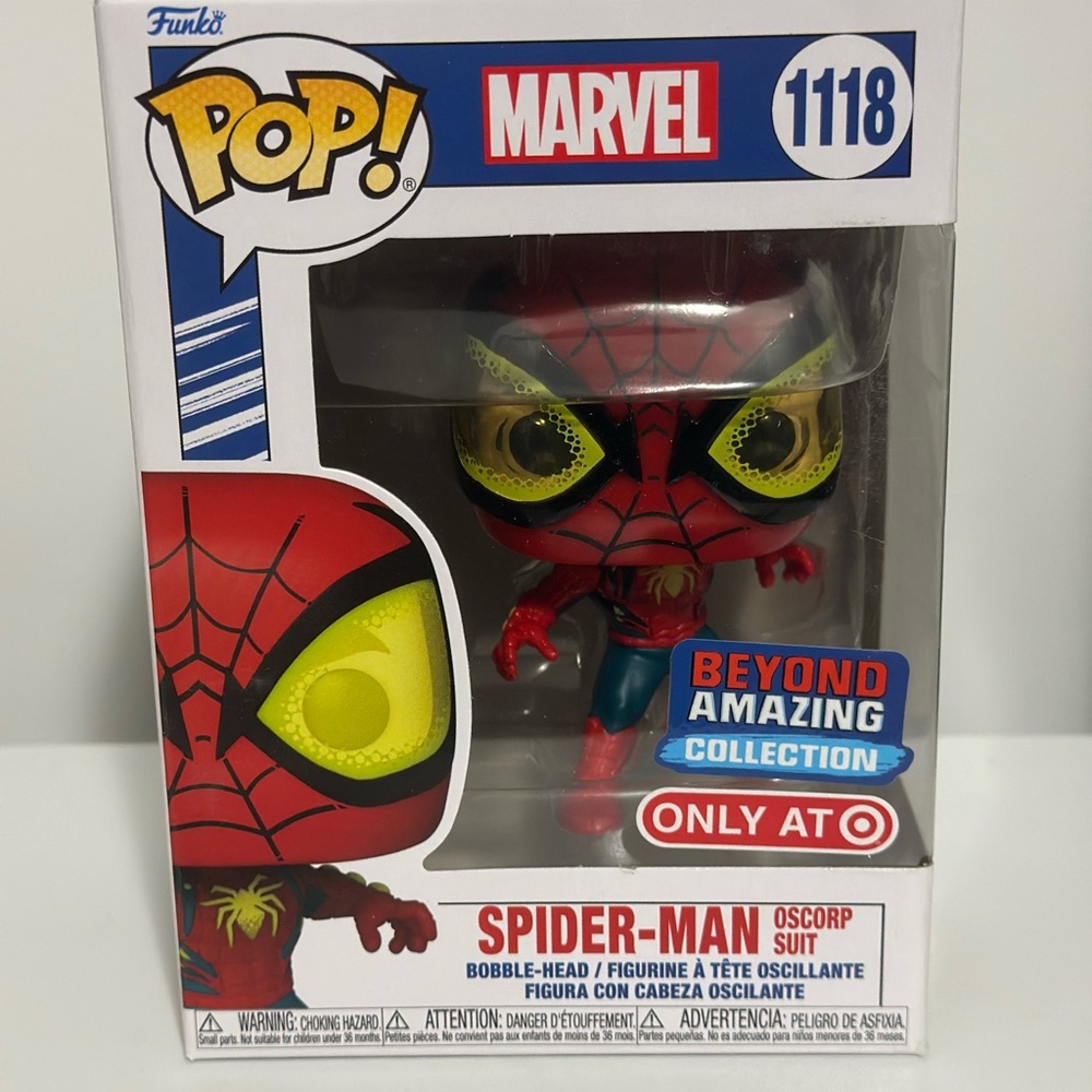 Funko pop Spider-Man Oscorp suit, Target exclusive.